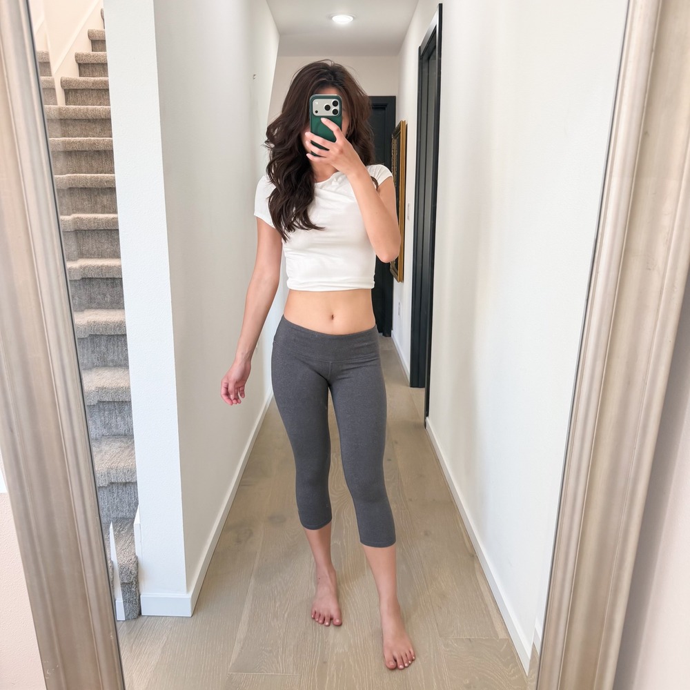 Alo Yoga Y2K 90s Low Rise Gray Capri Leggings Athleisure Hiking XS